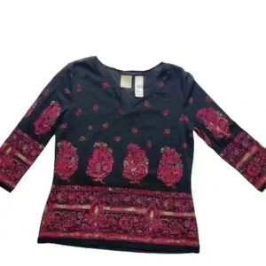 Emma James Blouse Women's Size S Long Sleeve Black